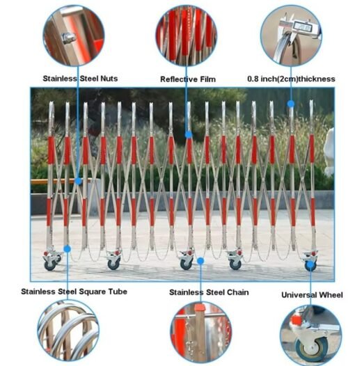 Expandable Barrier Gate – Aluminum Alloy & Stainless Steel Telescopic Fence - Image 5
