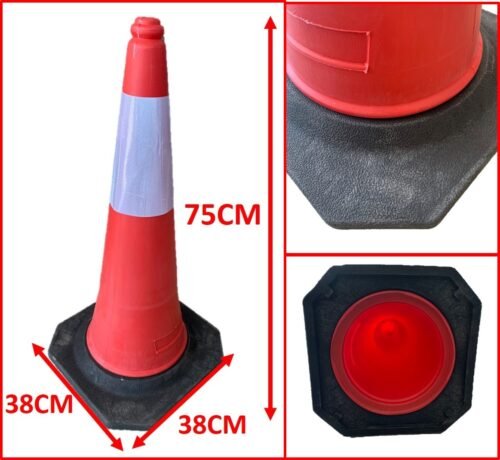 Road Cone | Reflective Road Cone with Ring Circular Isolation Cone Traffic Facilities | Traffic Cone - 75cm(30" H) - PE Material - Image 2