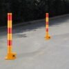 Parking Barrier Pole | Vehicle Security Lock Post | 600mm Height Car Safety Bollard with Base Lock