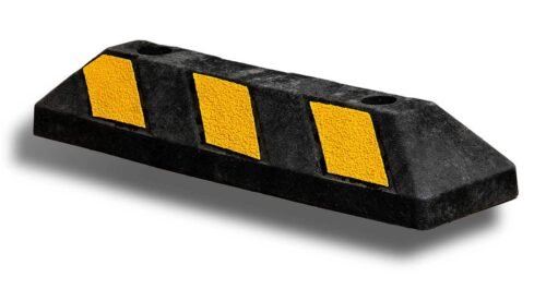 Rubber Wheel Stopper for Car & Truck | Heavy Duty Wheel Stopper with 3 Stripes Glass Bead