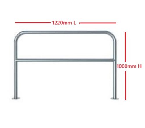 Stainless Steel | Anti-Collision Guardrail | Double Hoop Modular Safety Barrier Size: 48” (1220mm Length) x 39” (1000mm Height) x 1.6mm Thickness