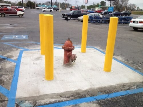 Steel Metal Bollard | 100mm(Dia) | Flat Top | 810mm(Height) | Powder Coated Base Plate - Image 2
