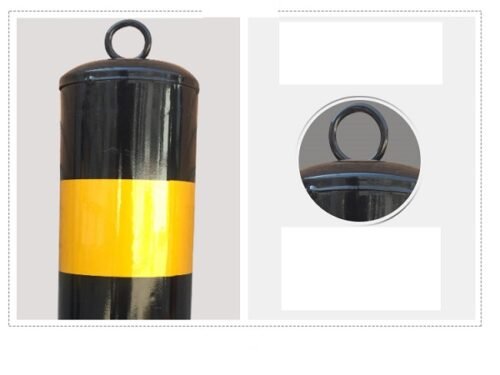 Removable Metal Bollard Post with Key Lock | 540mm or 1000mm Height | 114mm Diameter | Black & Yellow Coated - Image 2