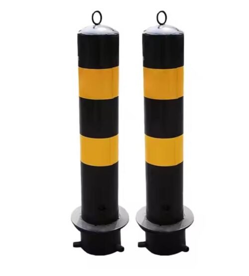 Removable Metal Bollard Post with Key Lock | 540mm or 1000mm Height | 114mm Diameter | Black & Yellow Coated