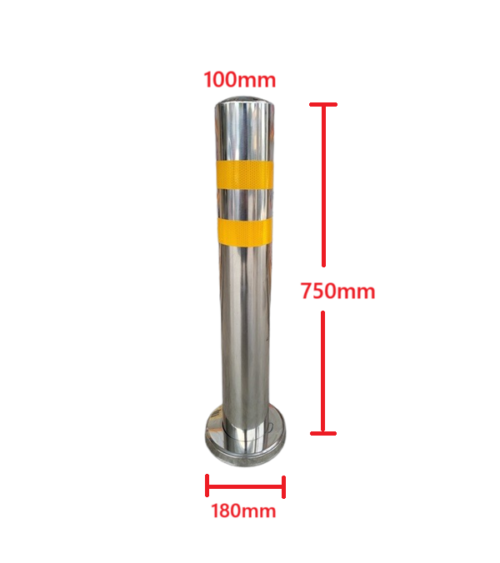 Stainless Steel Bollard – Heavy Duty Permanent Fixed Type Size: 750mm(H) X 100mm(D)