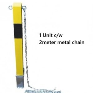 Steel Removable Embedded Bollard with Chain – 700mm x 70mm x 70mm | Grounded for Project & Residential Security