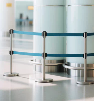 Queue management stand with double belt Stainless steel queue barrier Malaysia