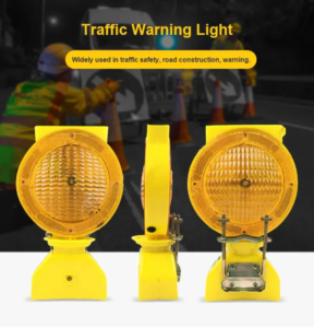 Solar Flashing Warning Light Installed Road Construction Site Malaysia Traffic Safety